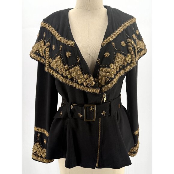 Vintage Collection Jackets & Blazers - Vintage Collection Western Wear Black Embellished Gold Jacket Sz M